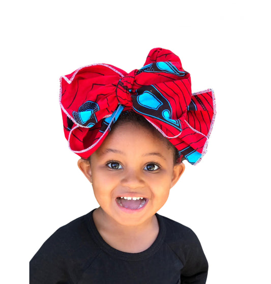 Red African Print Head Wrap
