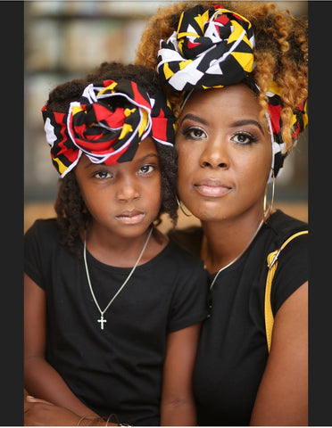 Red African Print Headwraps for women and girls