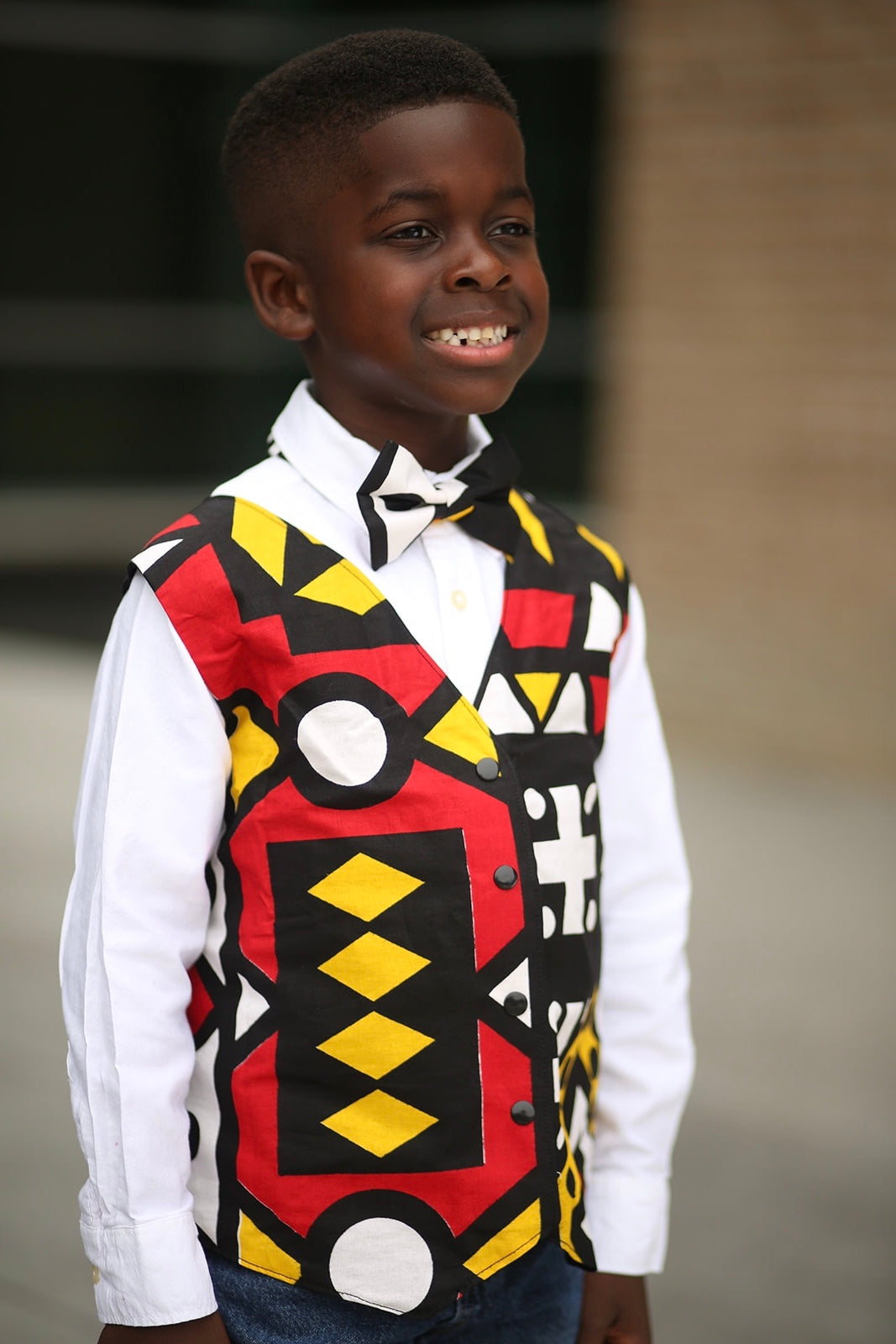 Boys Red Angolan Vest with Bow Tie