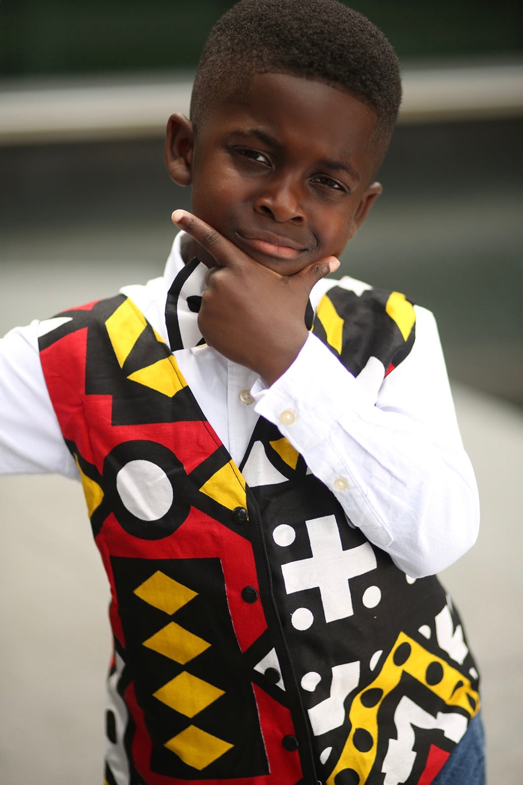 Boys Red Angolan Vest with Bow Tie