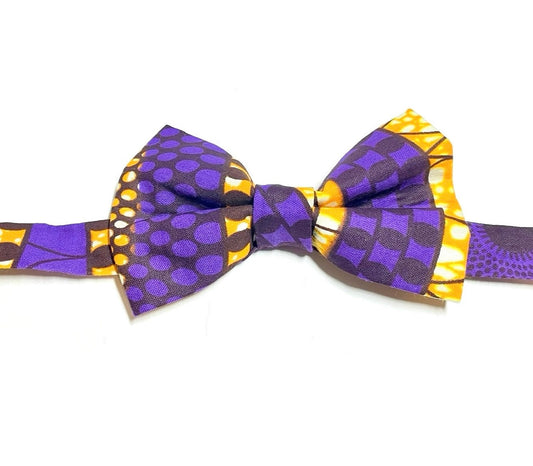 Purple Swirls African Print Bow Tie