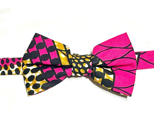 Fuschia Swirls African Print Bow Tie