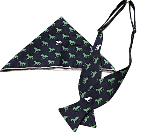 Self Tie Horses Bow Tie with Pocket Square