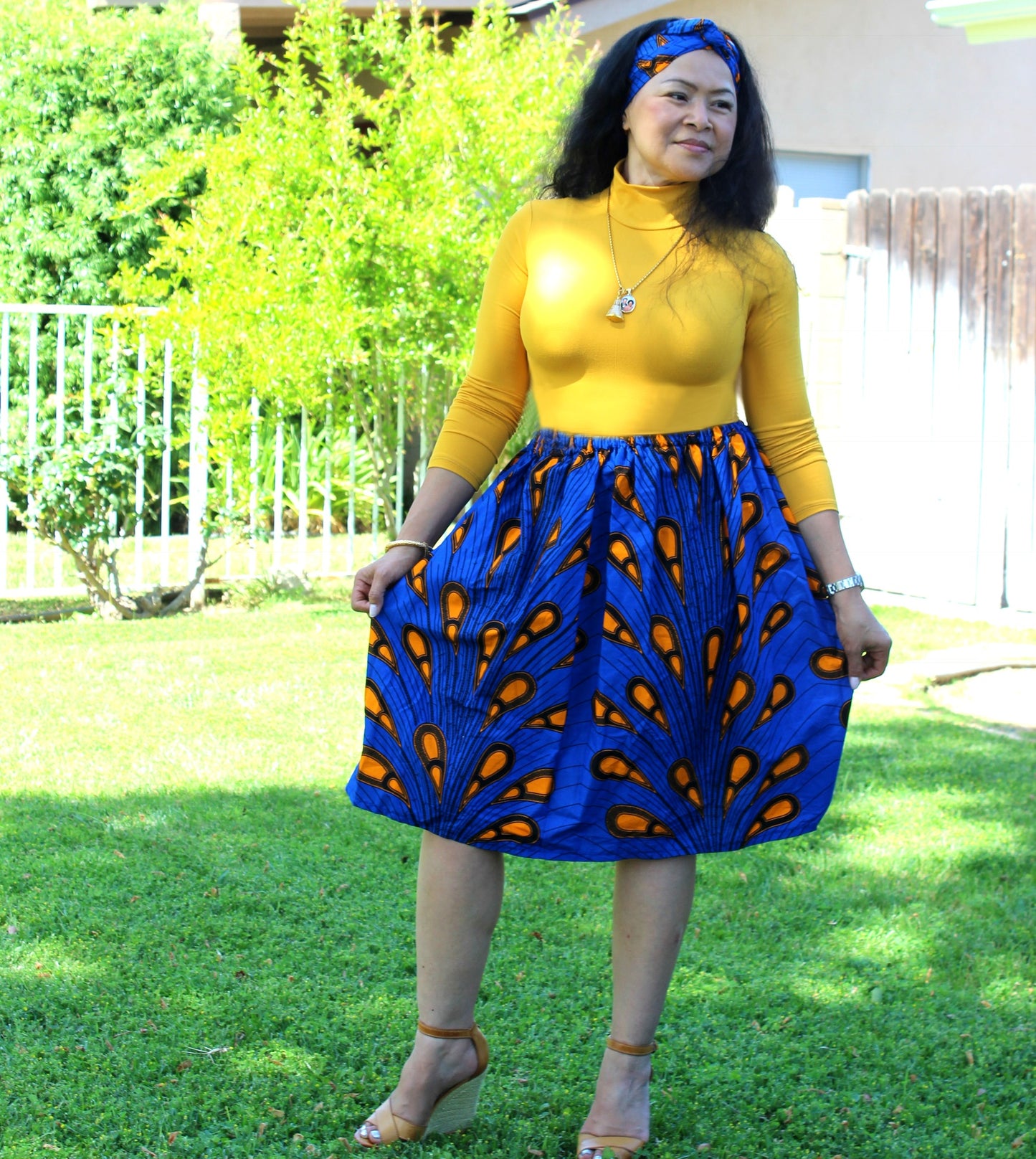 African Mommy and Me Skirt - Blue Drops