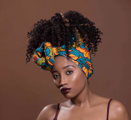African print multi color head wrap
