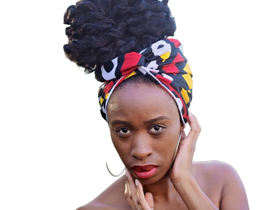 Angolan Red African Print Head Wrap