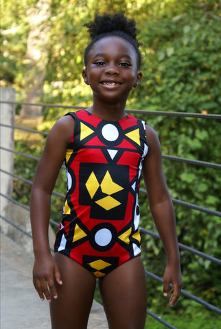 African print red Leotard for girls