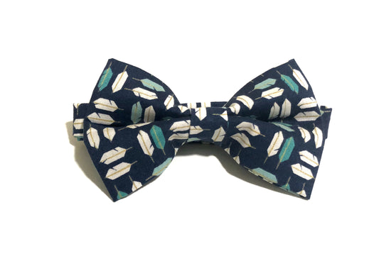 Navy Feathers Organic Cotton Bow Tie