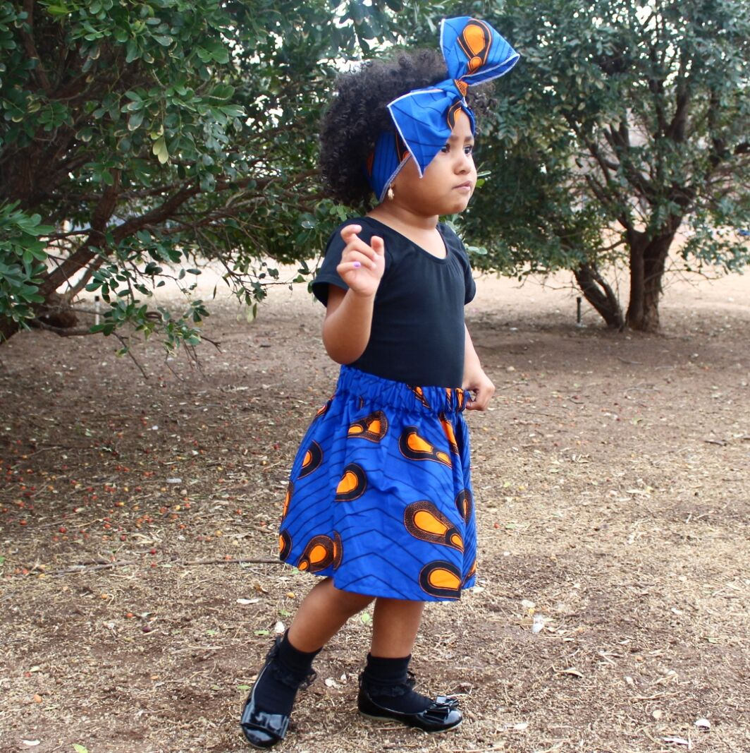 African Mommy and Me Skirt - Blue Drops