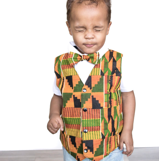 Boy’s African Kente Vest and Bow Tie