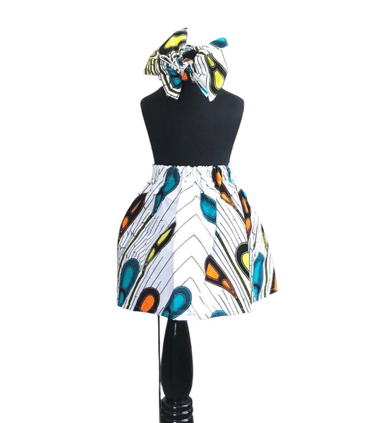 Rainbow African Skirt with Head Wrap
