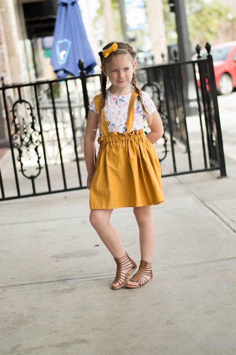 Mustard Yellow Suspender Skirt