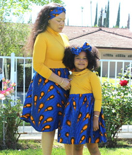 Falda africana de mamá y yo - Gotas azules