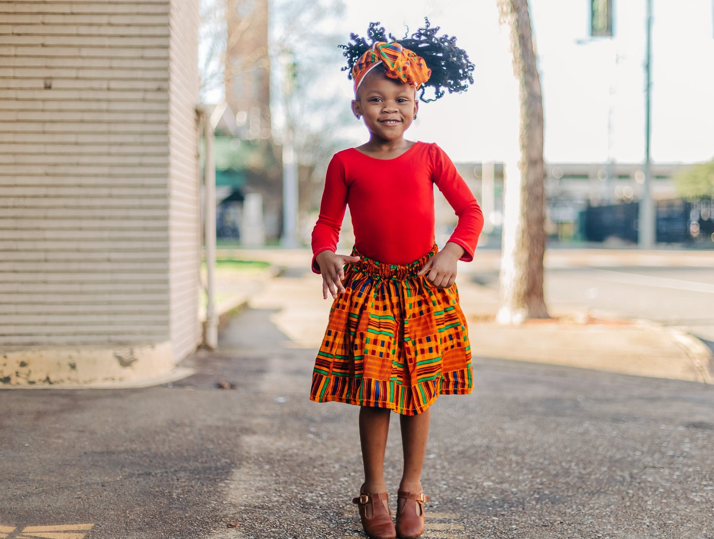 African Sunset Kente Skirt and Head Wrap