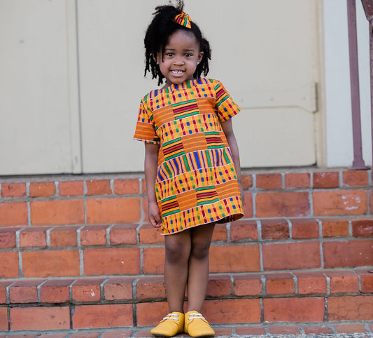 Sunset African Dress with Hair Bow