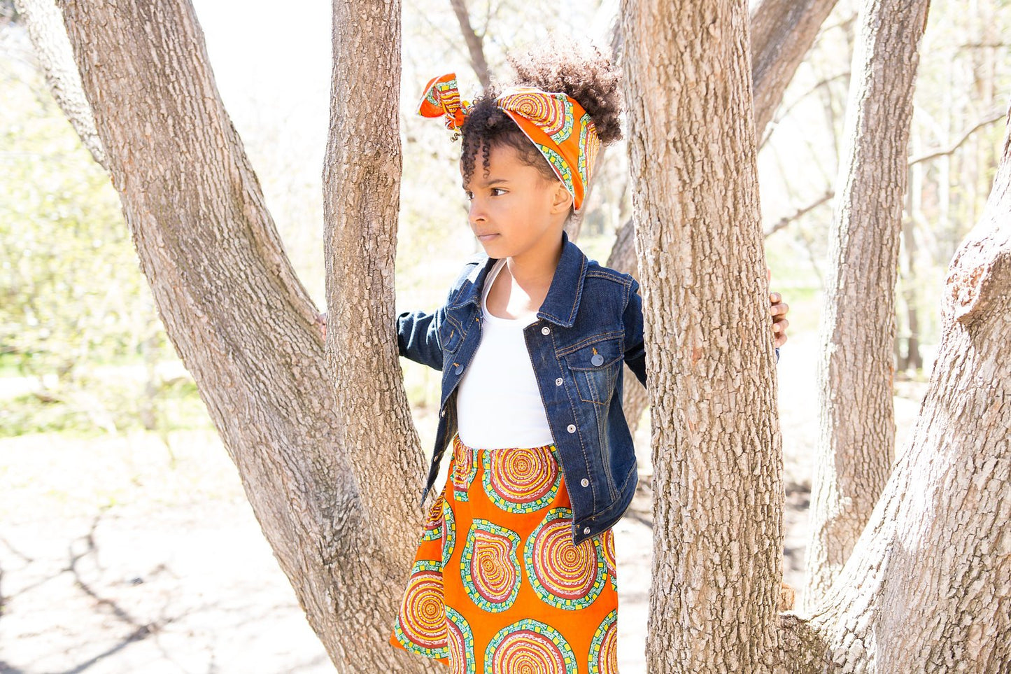 Orange African Skirt Set