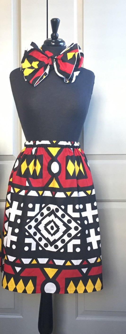 Angola African print skirt with optional head wrap