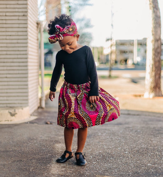 African Pink Skirt and Head Wrap
