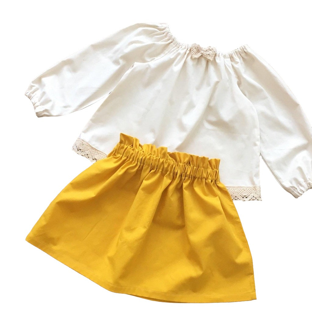 Girls Mustard Boho Skirt Set