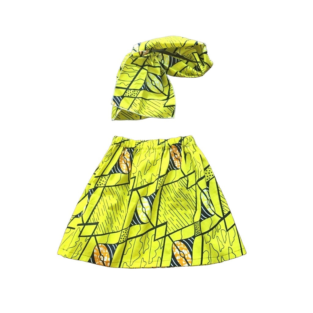 Yellow African Print Skirt for Girls