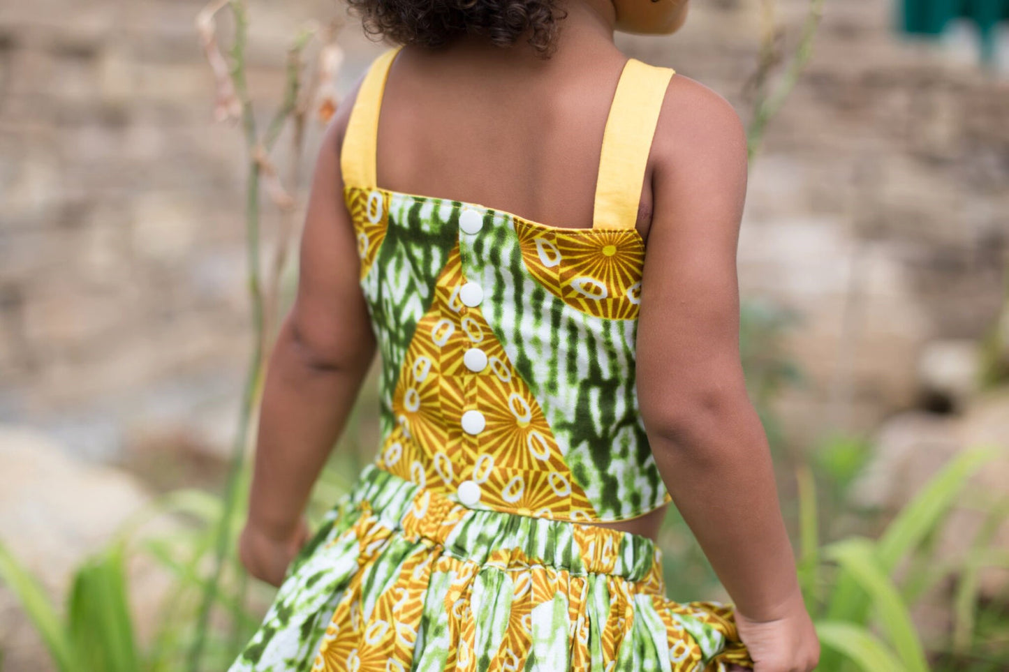 African Print Crop Top Skirt Set