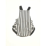 Black and white striped baby romper 