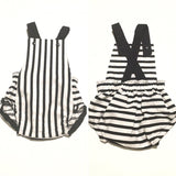 Baby black and white striped romper 