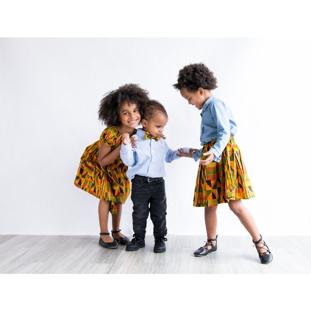 African Kente Sibling Set with Boys Bow Tie