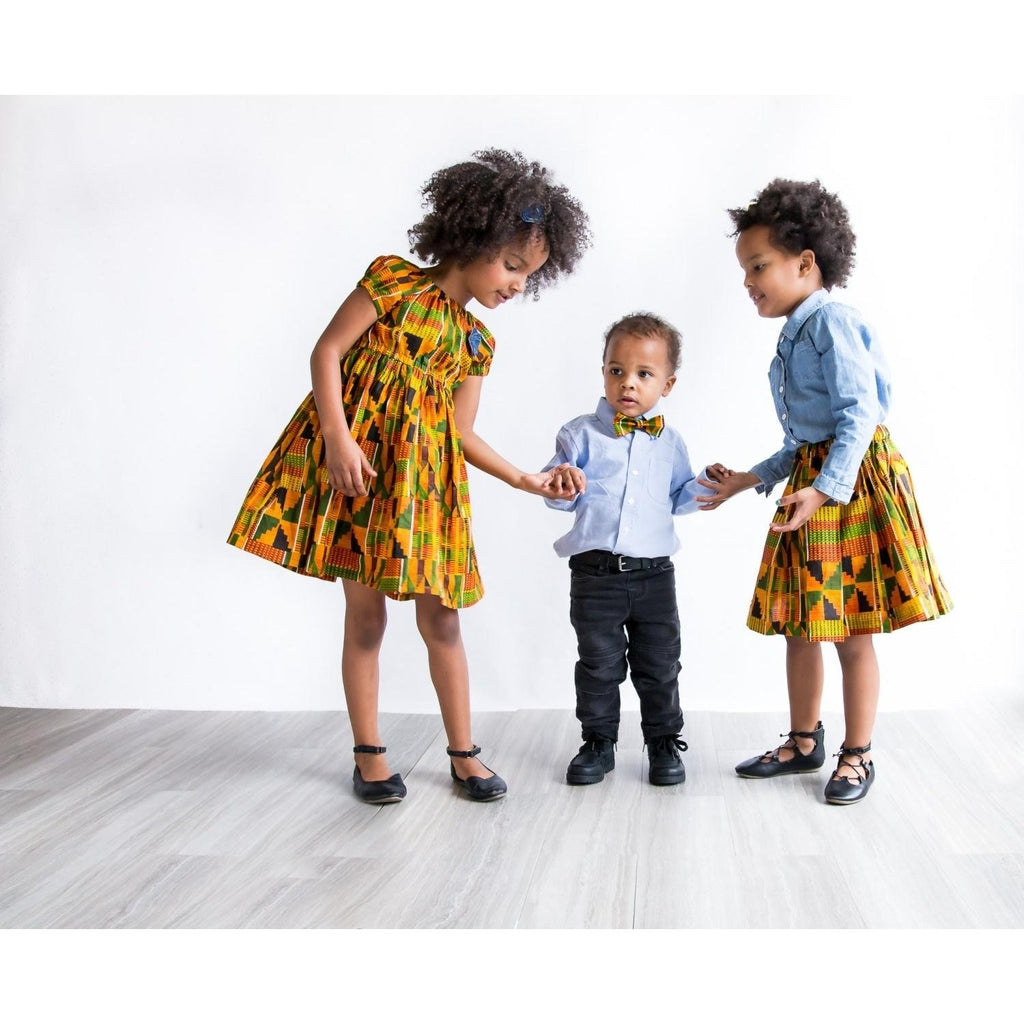 African Kente Sibling Set with Boys Bow Tie