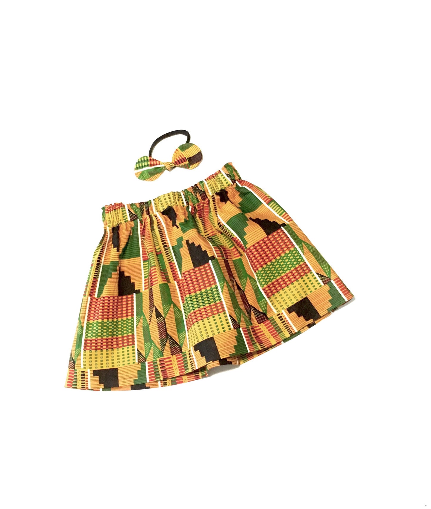 Kente African Skirt and Hair Bow