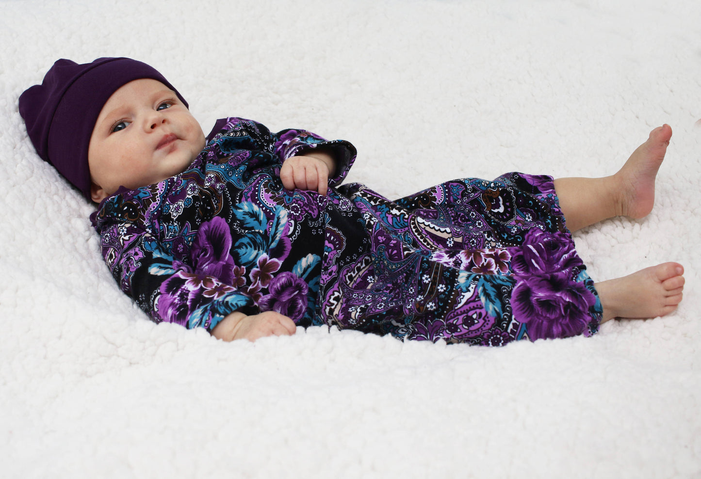 Purple Floral Baby Gown