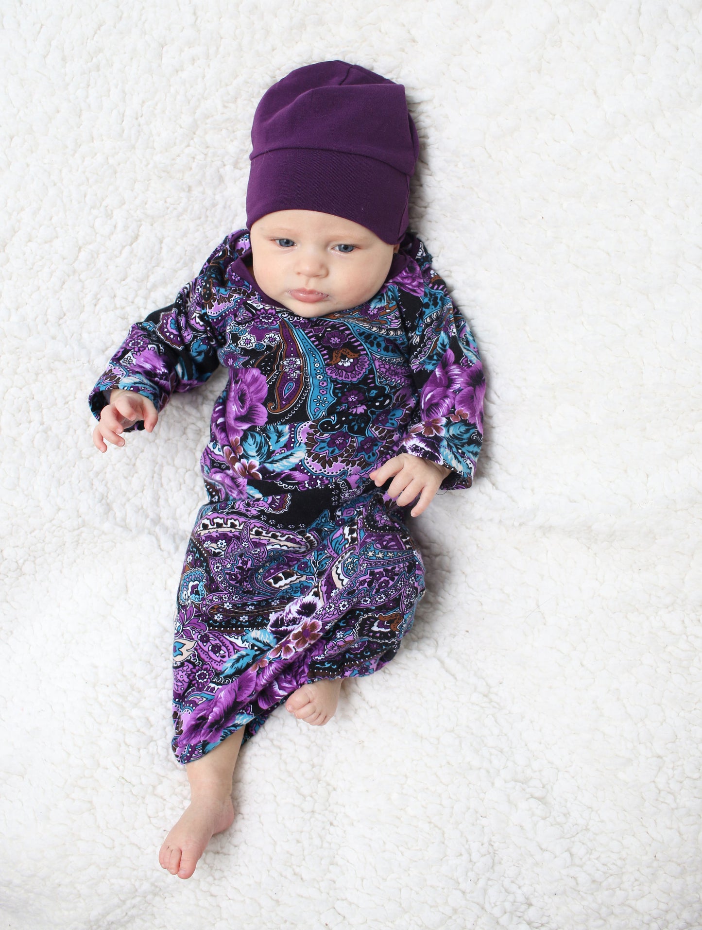 Purple Floral Baby Gown
