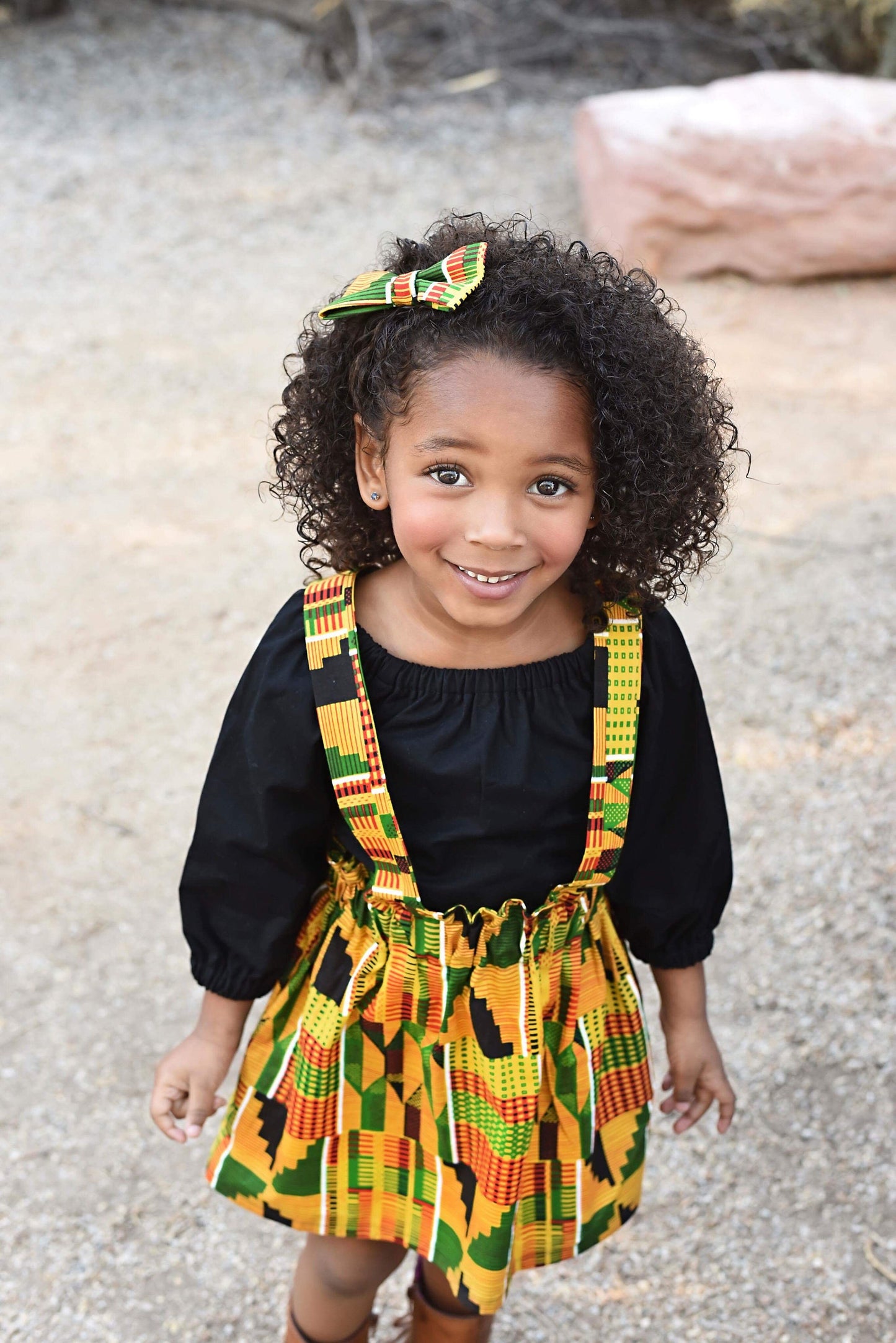 Falda con tirantes Kente africana para niñas