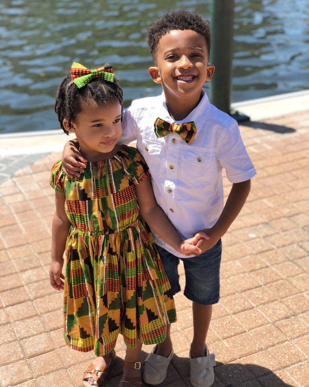 Kente African Dress and Bow Tie Set