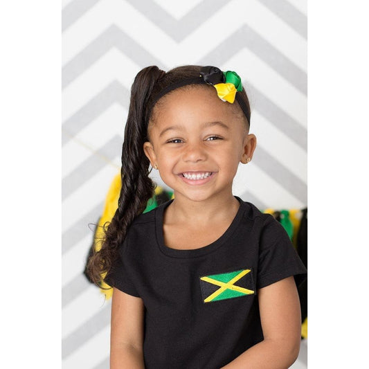 Girls Black Jamaican Flag T-shirt